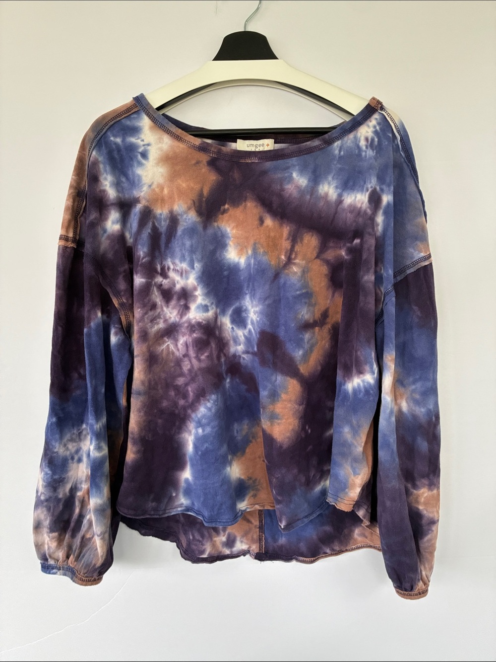 Umgee Tie-Dye Galaxy Long Sleeve Pullover 100% Cotton 2XL